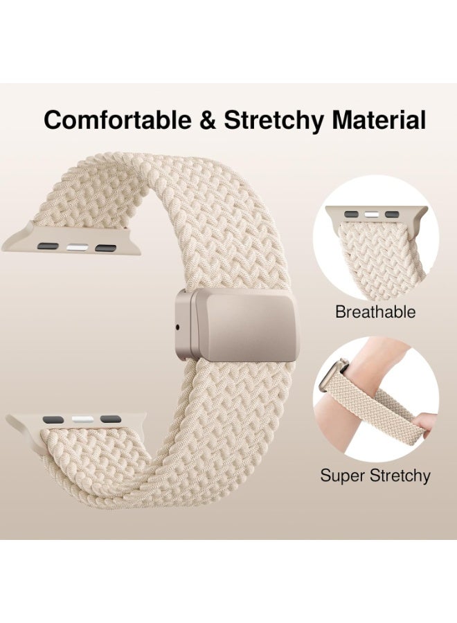 general Braided Stretchy Band Compatible with Apple Watch Bands 38mm 40mm 41mm 42mm 44mm 45mm 46mm 49mm Women Men, Soft Nylon Solo Loop Magnetic Sport Strap for iWatch Series 11 10 9 8 7 6 5 4 3 2 1 SE Ultra - Image 3